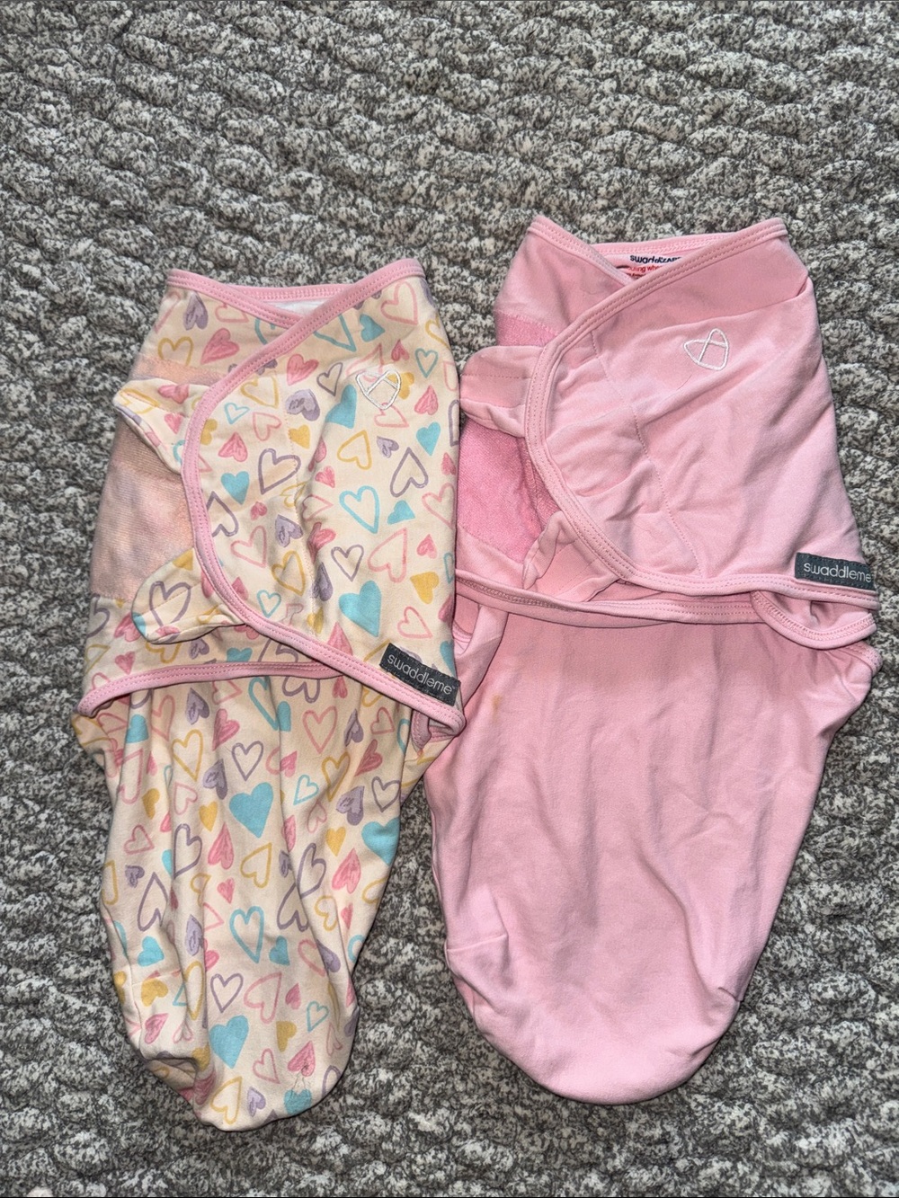 SwaddleMe Pink Solid & Cream Heart-Print Baby Swaddle Set